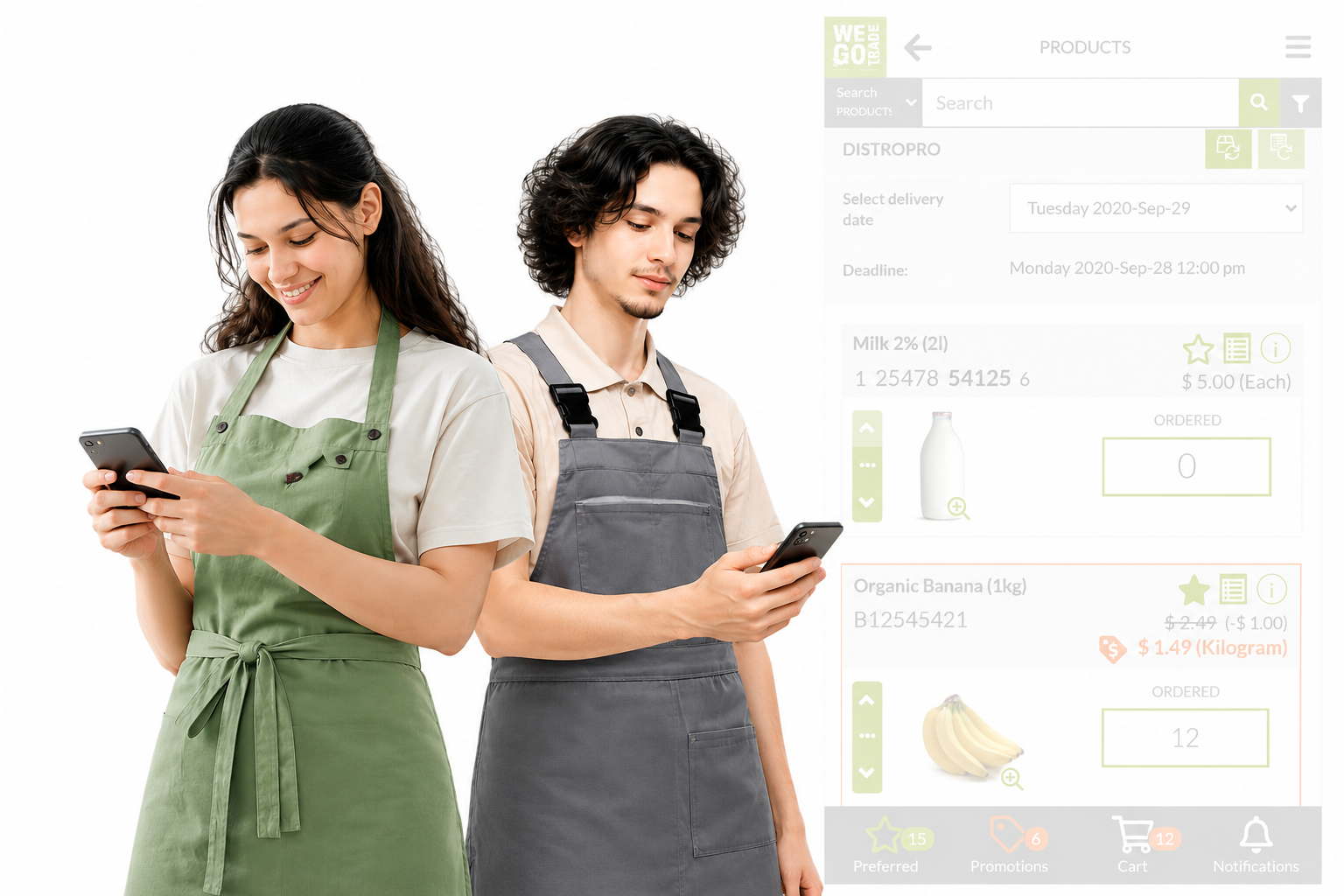 Acheteurs en magasin avec téléphone