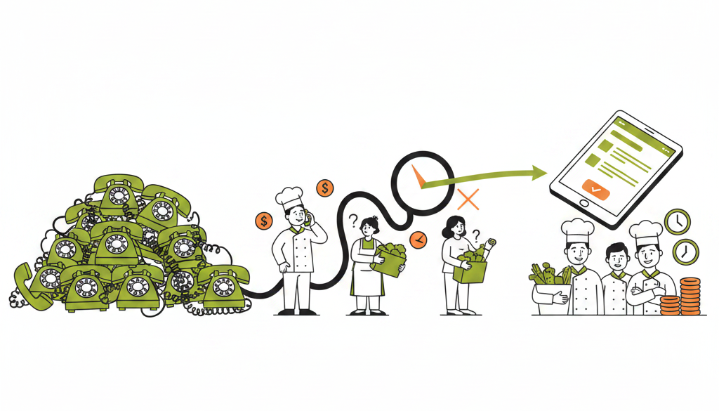  WEGOTRADE illustration: Your Grocery and Restaurant Customers Still Order by Phone 