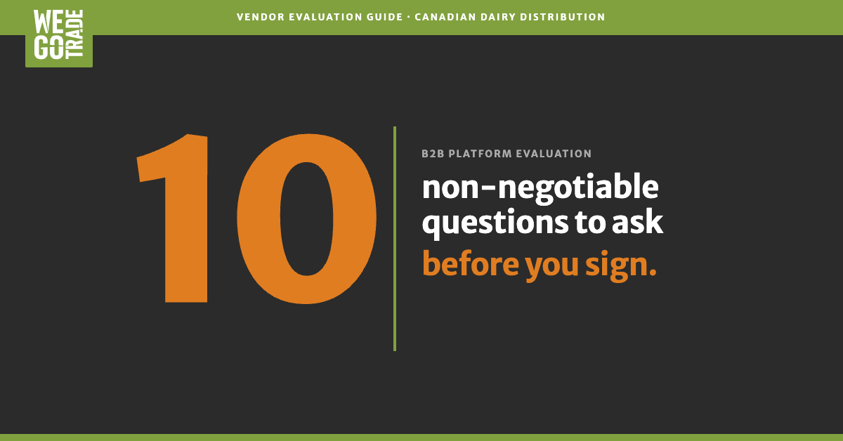  10 non-negotiable questions you must ask before choosing a B2B dairy distribution platform — WEGOTRADE vendor evaluation guide 